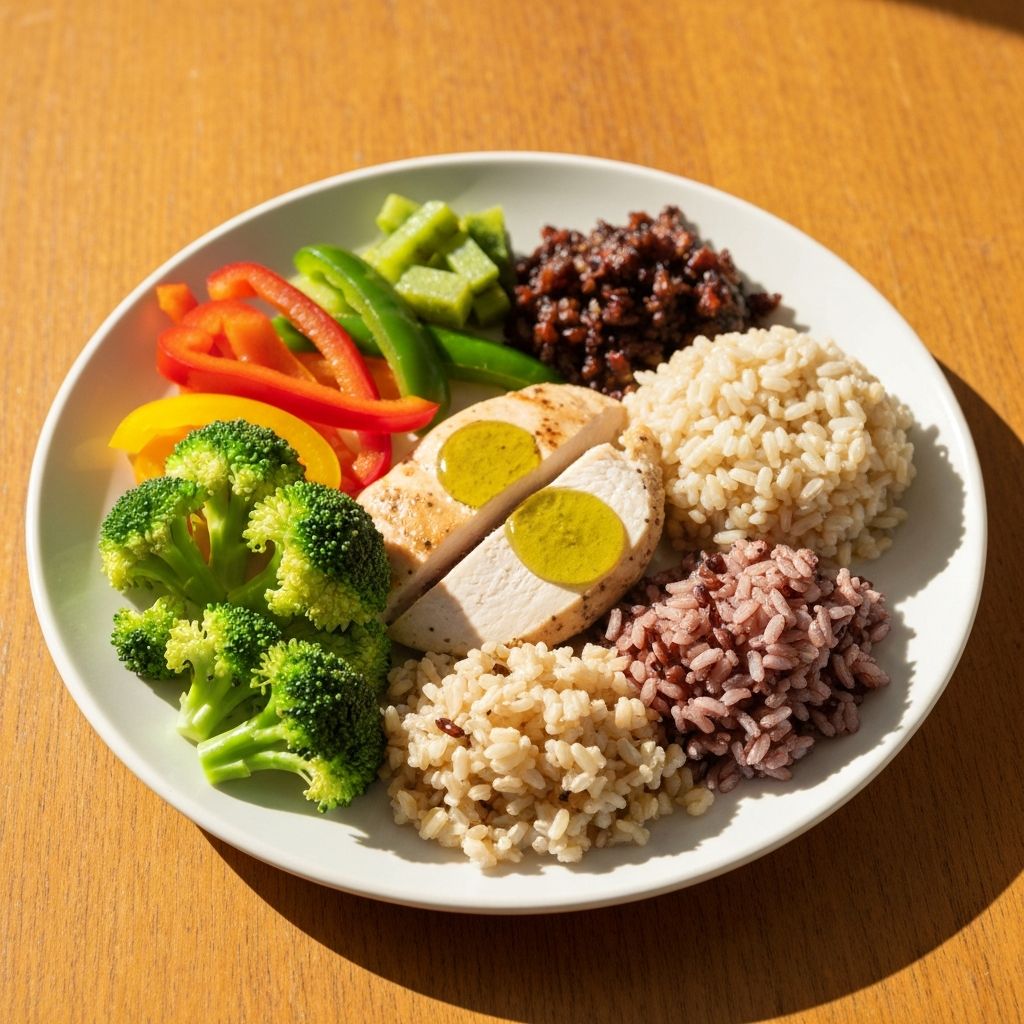 Balanced meal plate showing variety of food groups
